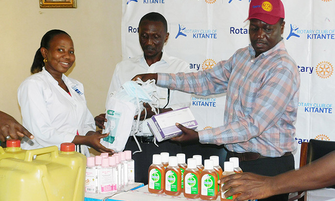Rotary donates sanitizers to Kamwokya slum Rotary donates sanitizers to Kamwokya slum