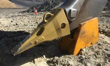 A close up of a dozer ripper boot.