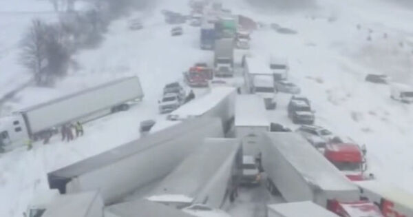 100-vehicle pileup in Michigan during snowstorm stops traffic