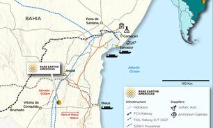 Mapa do projeto de argila iônica Alfha, da REA, na BA