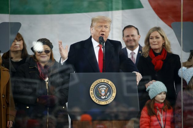 Trump, a Late Convert to Cause, Attends Abortion Rally