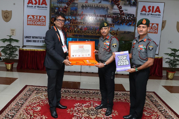 Asia Book of Records felicitates DG Assam Rifles for longest bike rally across India by a team