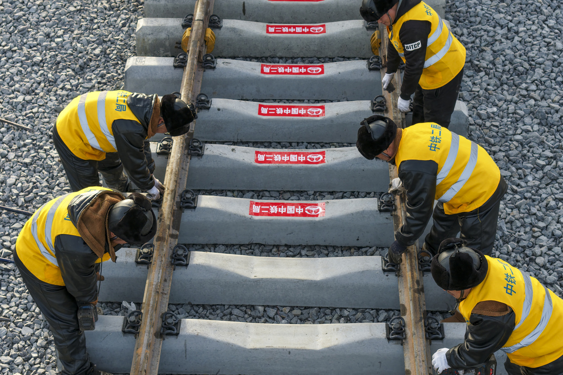 GLOBALink | Track-laying for China's northernmost high-speed railway completes