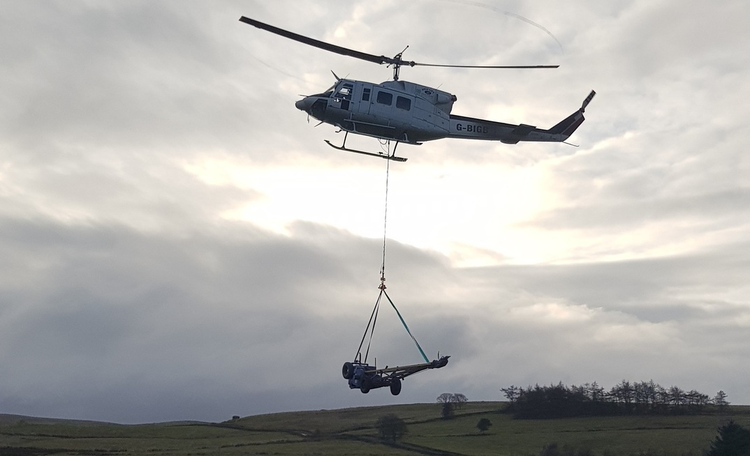 Using a helicopter to deliver a drill rig is one of the more extreme examples of Igne’s solutions to restricted access
