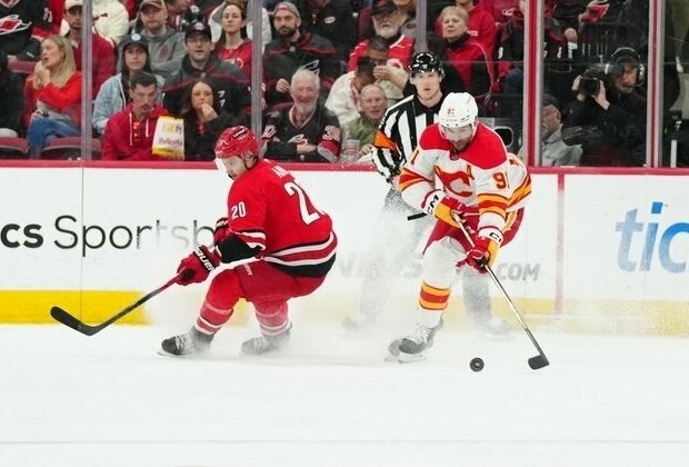 Sebastian Aho's 5th OT goal of season lifts Hurricanes over Flames