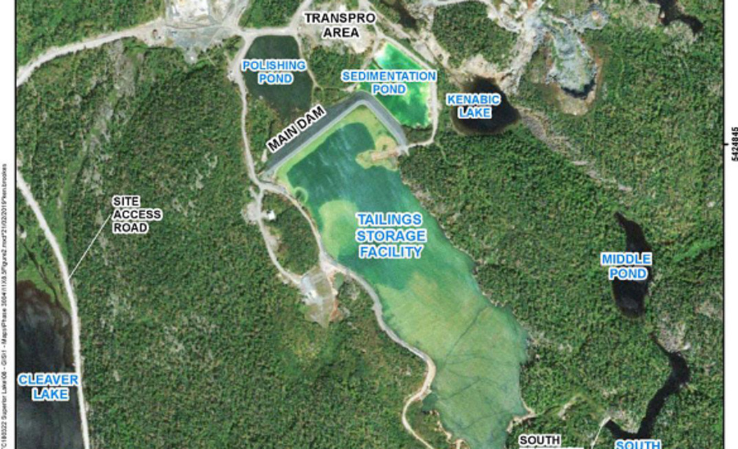 The Winston tailings storage facility in Ontario