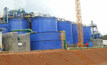Carbon in leach tanks at Aureus Mining's New Liberty gold mine in Liberia