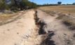  Erosional gully exposing outcropping kaolinitic profile at surface.  