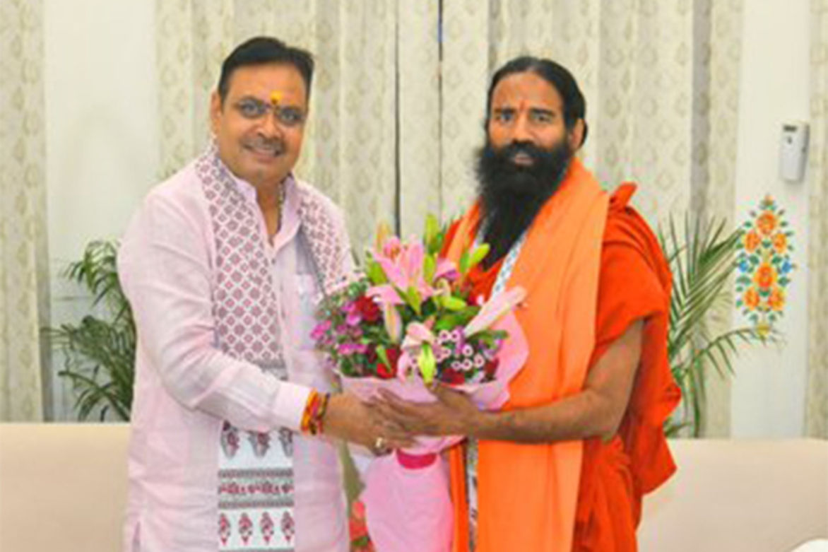 Rajasthan CM Bhajanlal Sharma meets Yoga Guru Baba Ramdev in Jaipur