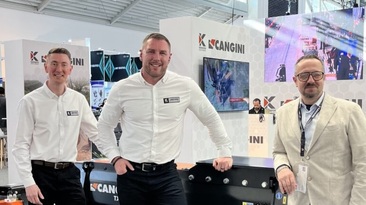 (l-r) Ryan Ginty, managing director at Auger Torque Europe, Bryn Bailey, sales and marketing director at Auger Torque Europe and Davide Cangini, CEO of Cangini Benne at Bauma 2025