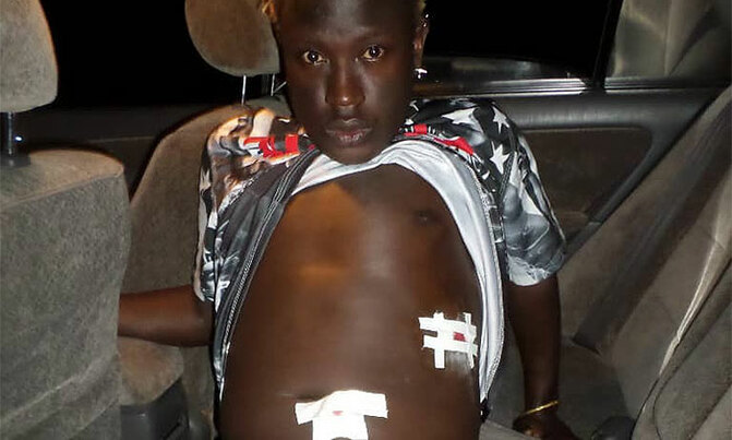 Rapper Gravity Omutujju shot at, three arrested Rapper Gravity Omutujju shot at, three arrested