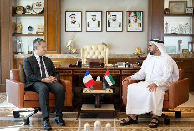 Saif bin Zayed meets French Minister of Justice