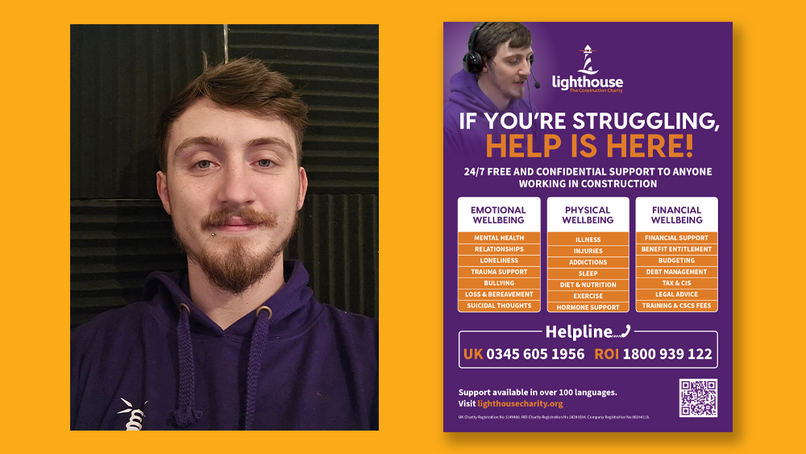Ewan Paton and the poster featuring his photo.
