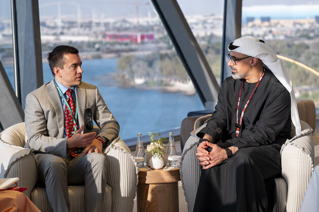 Khaled bin Mohamed bin Zayed meets President of Ecuador at Formula 1 Etihad Airways Abu Dhabi Grand Prix