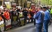  Protestors outside the BHP annual general meeting in Melbourne.