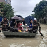 Security personnel rescue people stranded in floods in Northeastern states