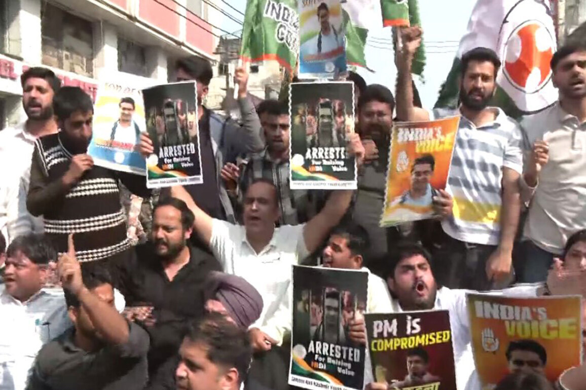 J-K: Congress holds protest over IYC President's arrest for 'shirtless protest' at AI Impact Summit