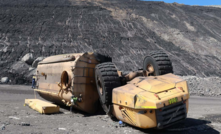  The overturned water truck at Whitehaven's Werris Creek mine in NSW.