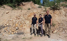 Mundoro Capital's exploration manager Yassen Khrischev (middle) alongside project geologists Nikifor Reljic (left) and Vladimir  Suluburic (right) at the Savinac licence in Serbia 
