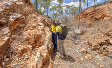 Sunshine MD Damien Keys and exploration manager Matt Price mapping a 1962 costean at Keans.