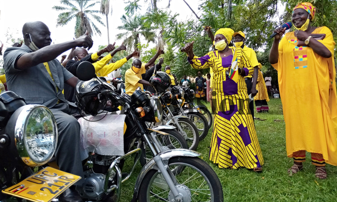 West Nile NRM mobilisers receive motorcycles West Nile NRM mobilisers receive motorcycles