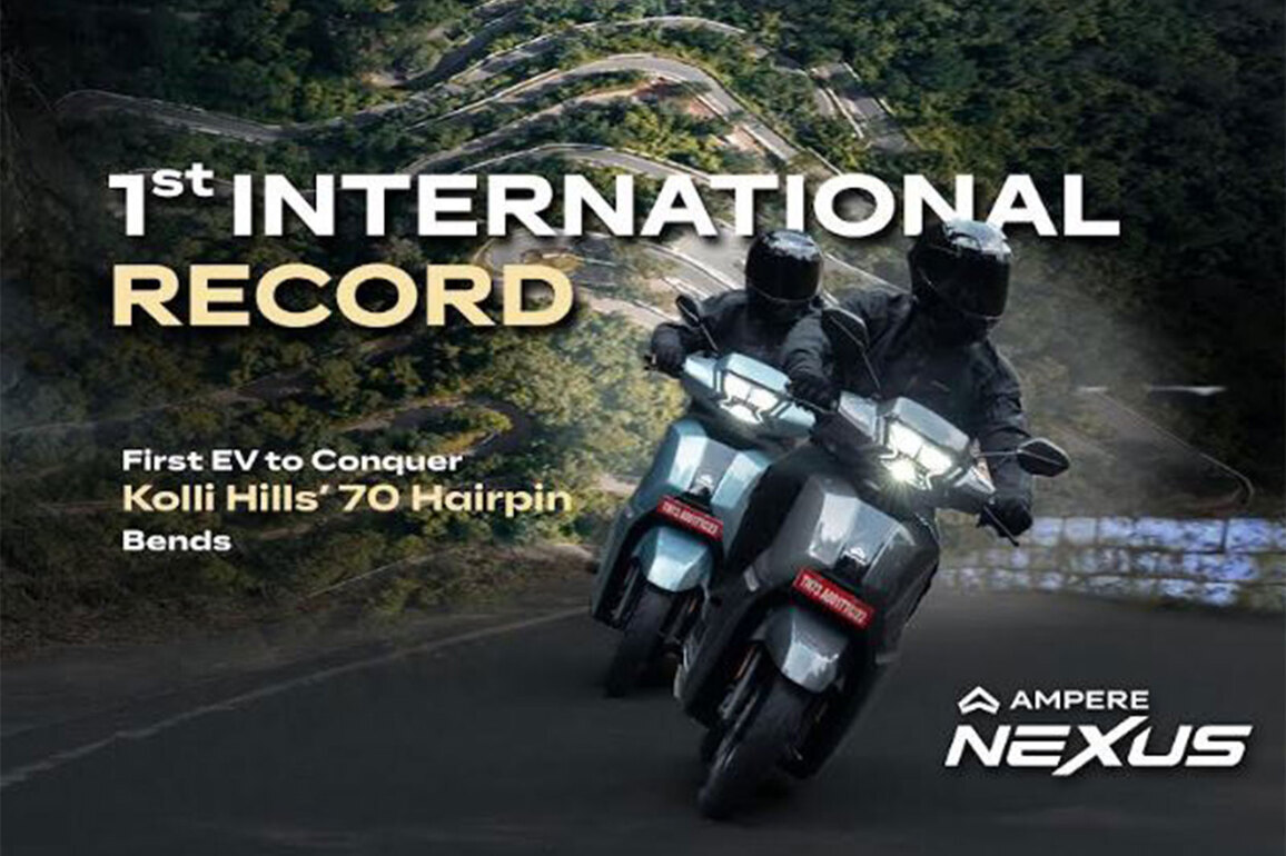 Ampere Becomes India's First E2W Brand to Enter Asia Book of Records by Navigating the 70-hairpin Bends of Kolli Hills, TN
