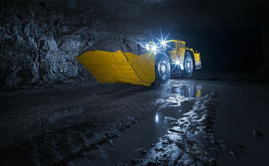 An Epiroc ST18 SG loader in operation underground.