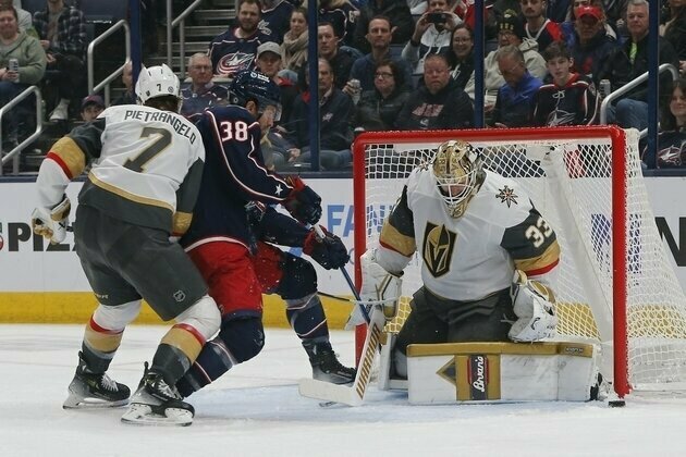 Adin Hill stops 27 shots as Knights shut out Blue Jackets