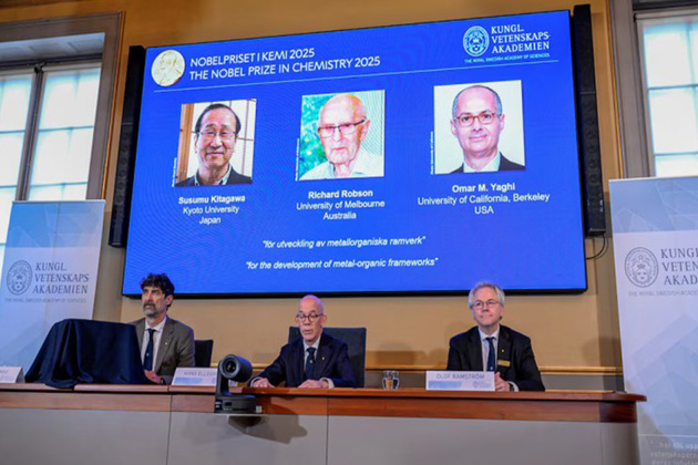 Susumu Kitagawa, Richard Robson and Omar Yaghi win 2025 Nobel Prize in Chemistry for metal organic frameworks