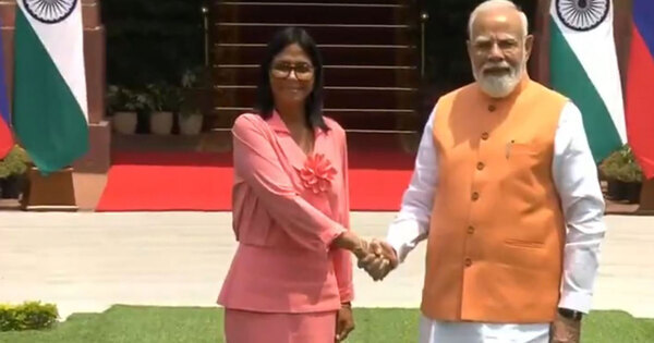 Prime Minister Narendra Modi meets Venezuela's Acting President Delcy Rodriguez