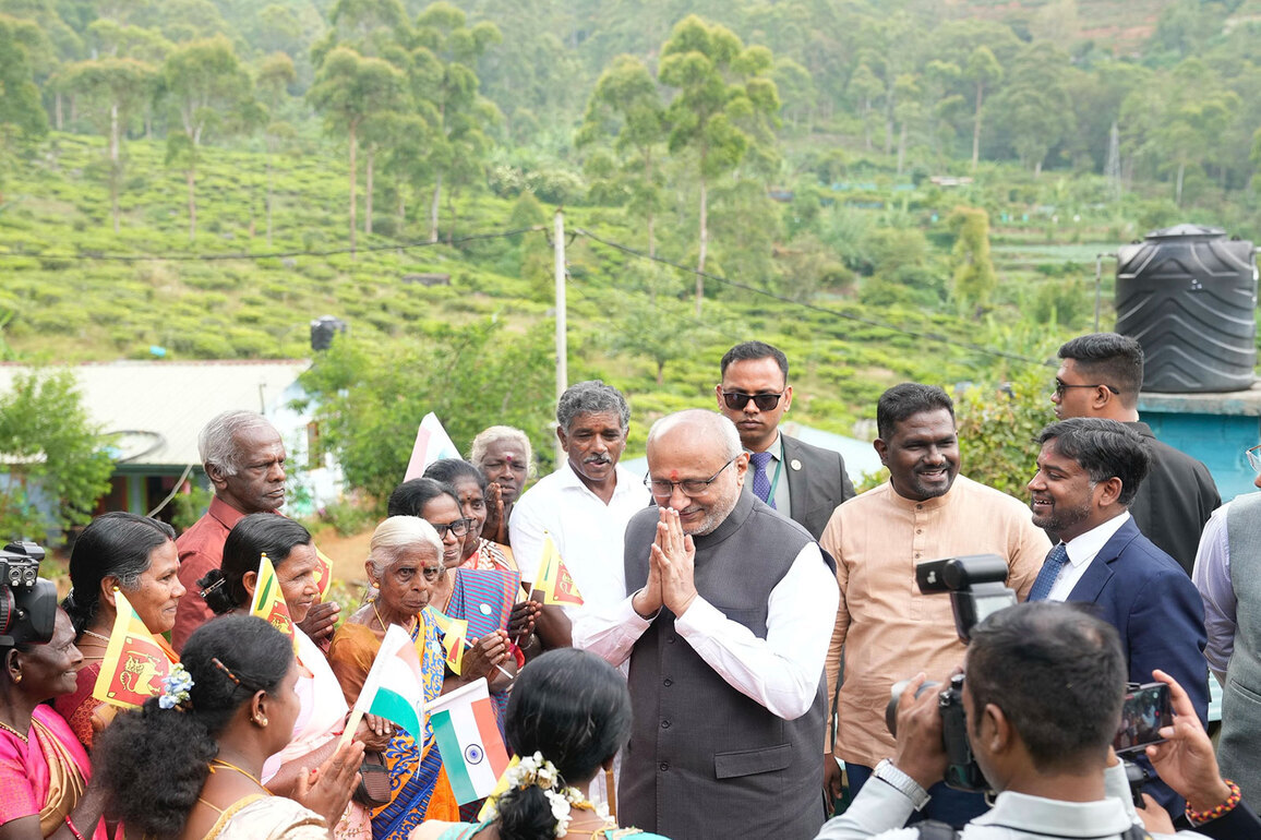 Vice President CP Radhakrishnan visits Nuwara Eliya to meet beneficiaries of Indian Housing Project