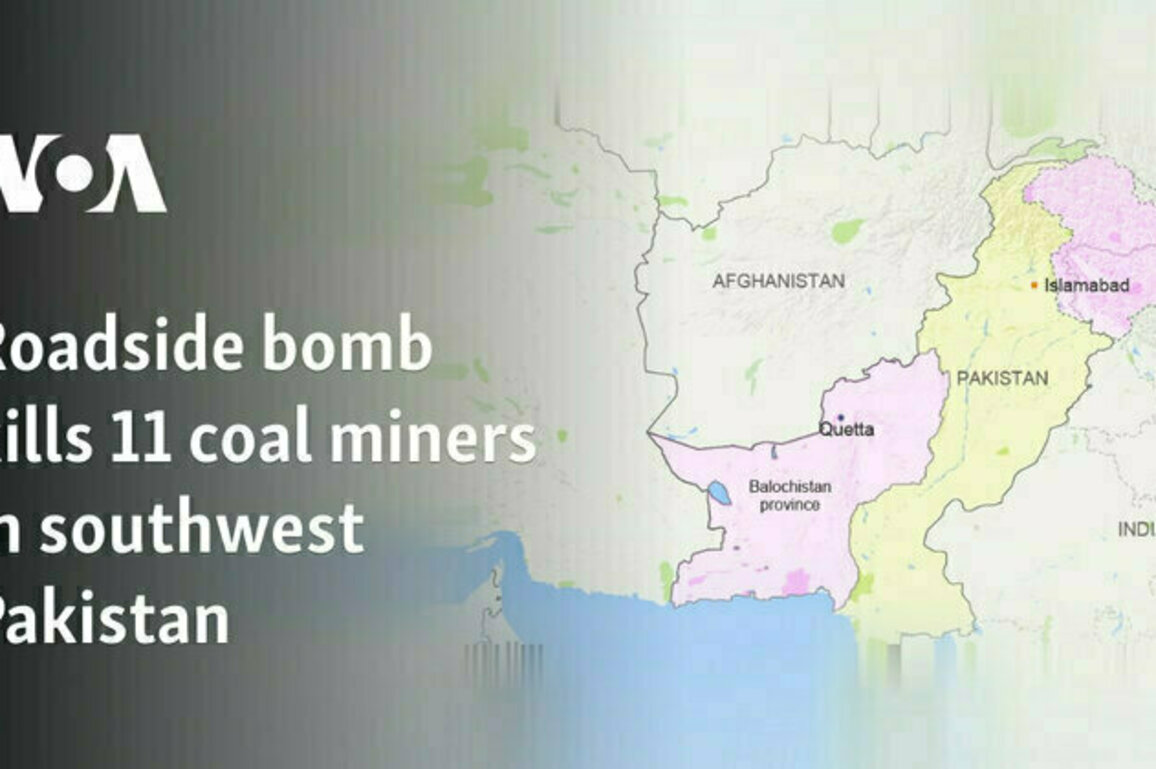 Roadside bomb kills 11 coal miners in southwest Pakistan