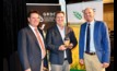 GRDC Seed of Light award winner Ben White (centre) with GRDC Western Region Panel chair Darrin Lee (left) and GRDC chairman John Woods. Photo courtesy GRDC.