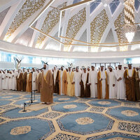 Hazza bin Zayed performs Eid Al-Fitr prayer, receives well-wishers