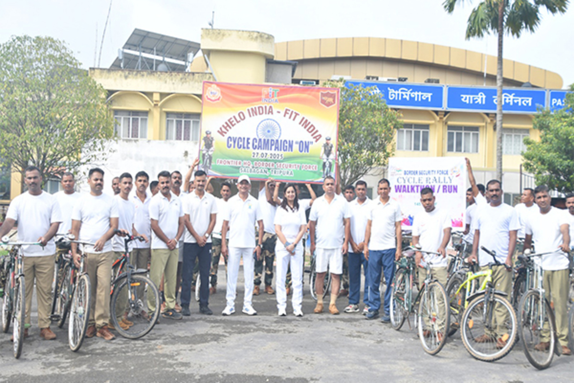 BSF organises cycle campaign under 'Khelo India-Fit India' in Agartala