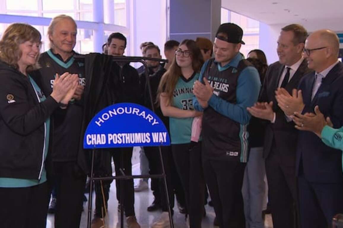 Stretch of downtown Winnipeg street renamed after 'hometown hero' Chad Posthumus