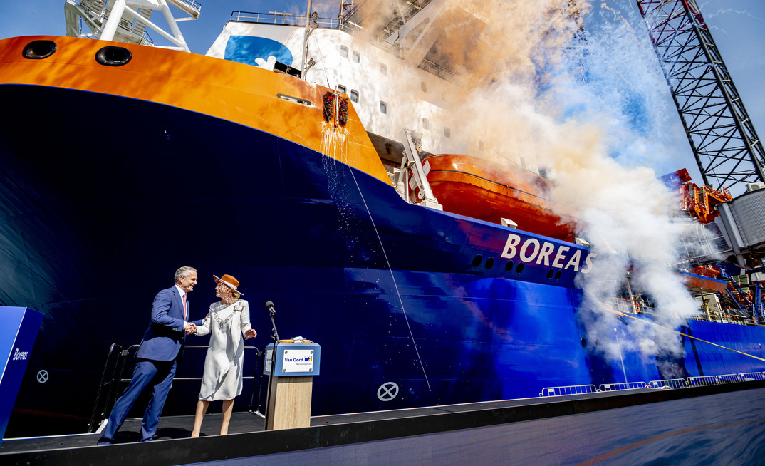 Following its christening in Rotterdam, Van Oord’s brand-new offshore wind installation vessel Boreas will head to the Nordseecluster in the German North Sea