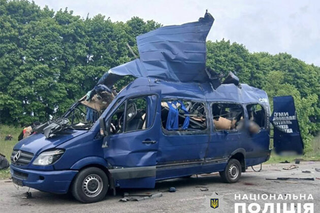 Ukraine says nine people killed, four others injured in Russian drone strike on passenger bus