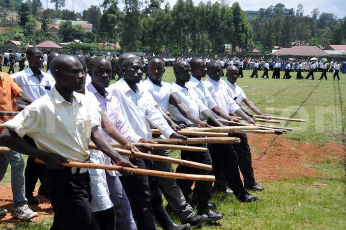  ome of the crime preventers before pass out at akyeka stadium in barara district hoto by bdulkarim sengendo