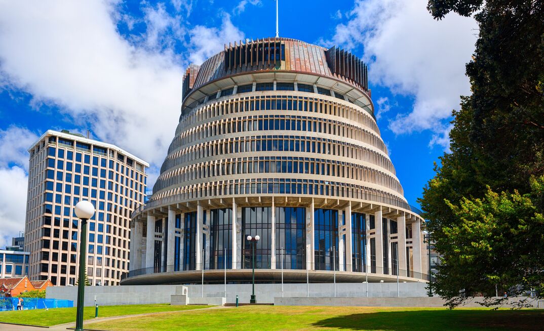 New Zealand's Parliament House, otherwise known as the Beehive. 
