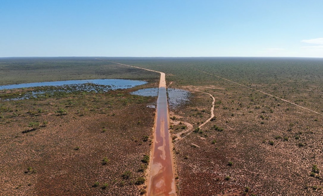 The main access road is flooded. Credit: Gold Road.