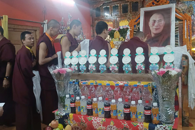 Tibetan Buddhist monks-in-exile offer prayers to celebrate 90th birthday of Dalai Lama