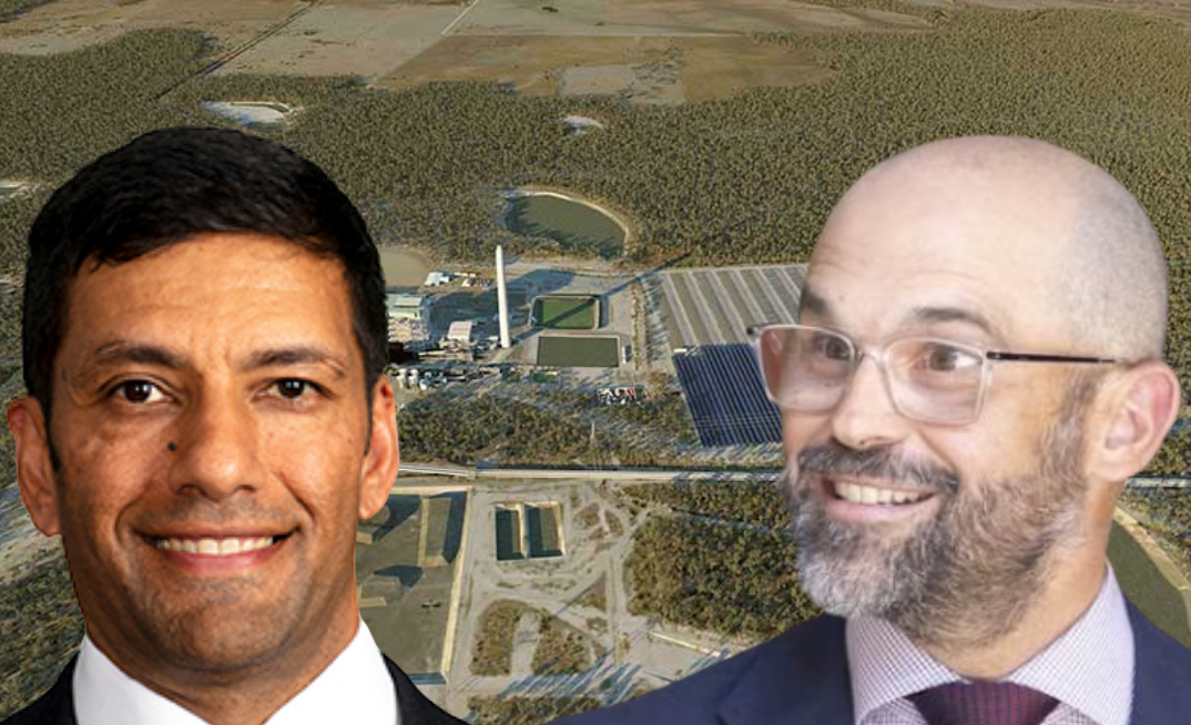 Labor hits LNP over coal and gas backflip in Queensland. Pictured Shadow Energy Minister Lance McCallum and Energy Minister David Janetski in front of the Kogan Creek Power Station.