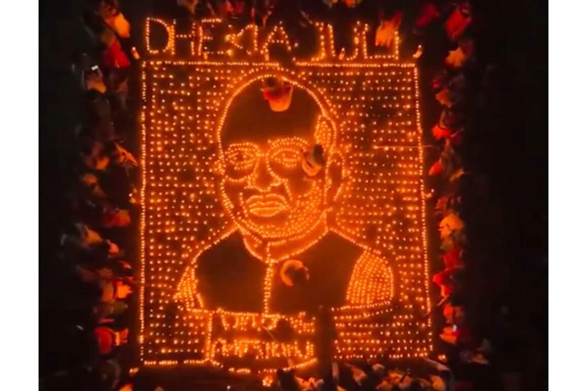 Assam: BJP workers create portrait of Amit Shah with diyas ahead of Vijay Sankalp rally