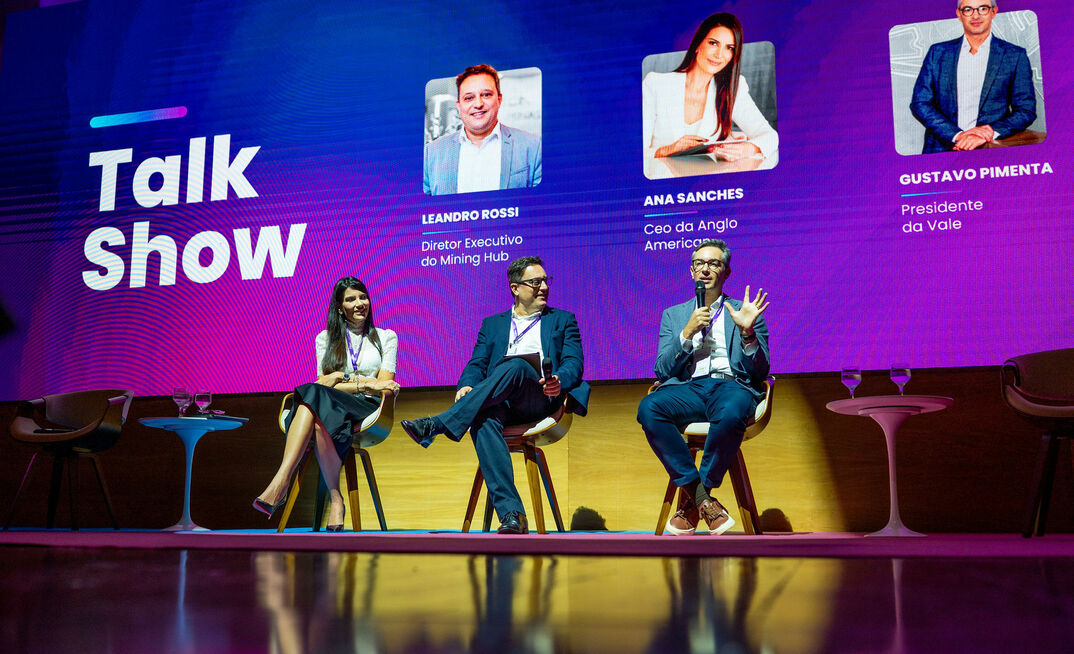 Ana Sanches Leandro Rossi e Gustavo Pimenta no Mining Innovation Summit 2025