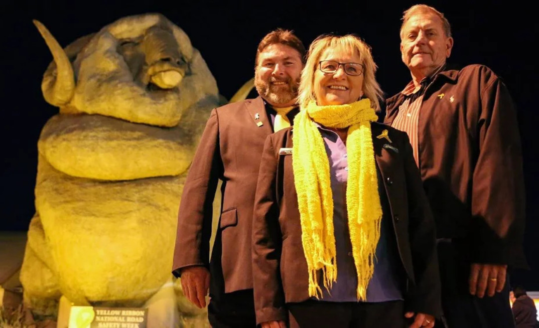 Iconic landmarks, bridges, and roads are lit in yellow to remember the lives lost on Australian roads during National Road Safety Week.