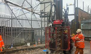 Roger Bullivant’s South Central team installed SFA piles using a compact 900 Series rig to overcome restricted access constraints on an electricity substation site in Willesden, London