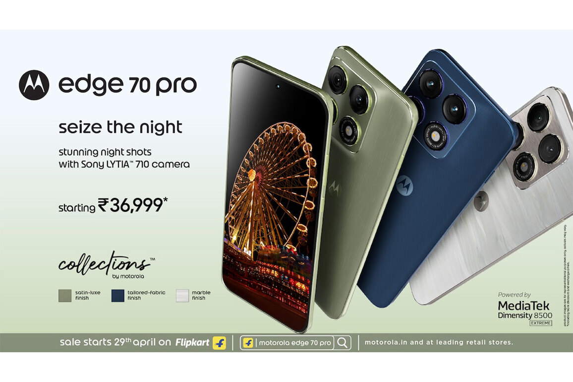 Motorola launches edge 70 pro with Sony LYTIA 710 camera, AI imaging, Dimensity 8500 Extreme, and premium design at Rs. 36,999*