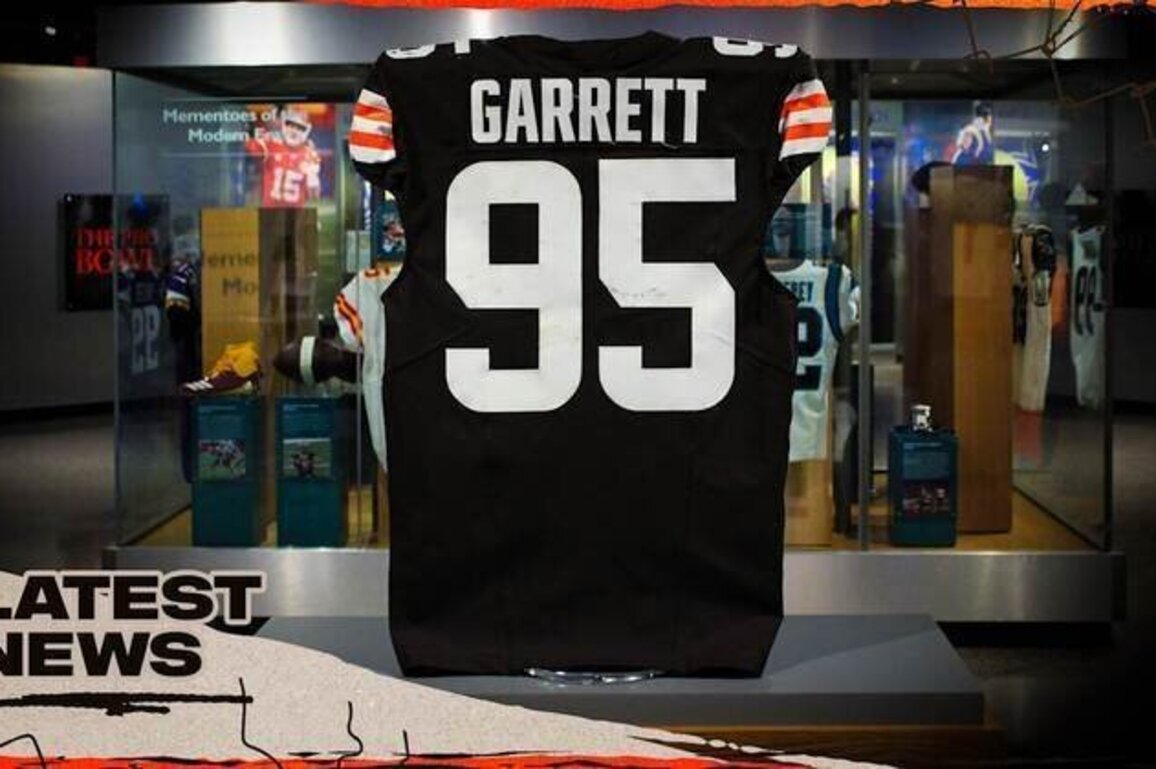Myles Garrett's jersey on display in Pro Football Hall of Fame