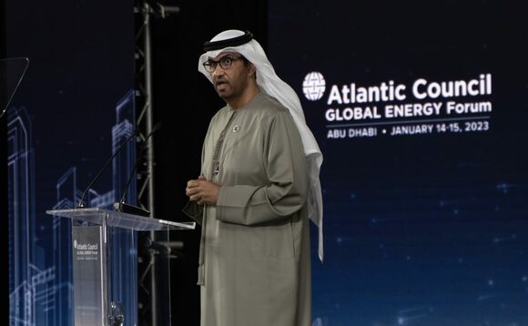 COP28 President Al-Jaber speaks at the Atlantic Council’s Global Energy Forum on 14 January | Credit: Atlantic Council